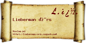Lieberman Örs névjegykártya